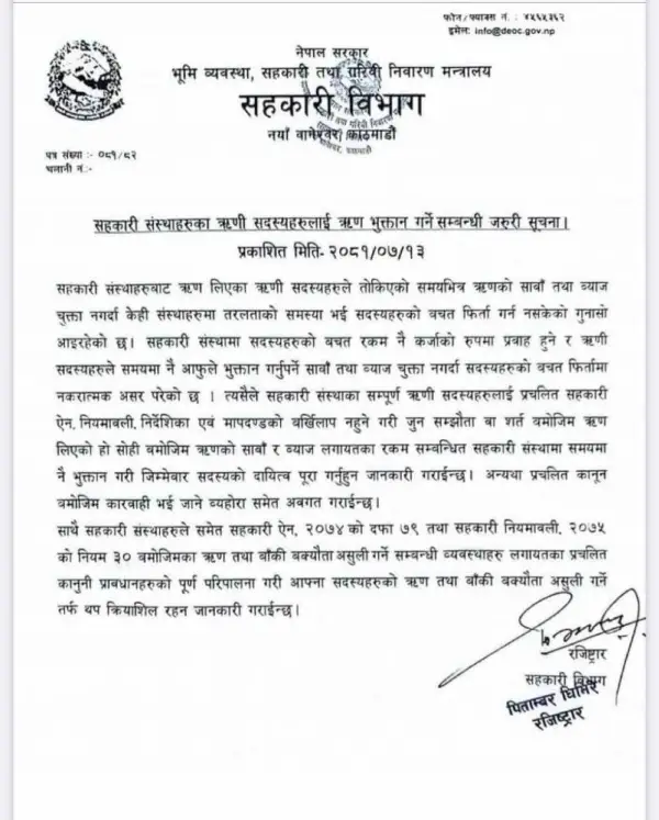 Loan Repayment by Borrower Members of Co-operative Institutions